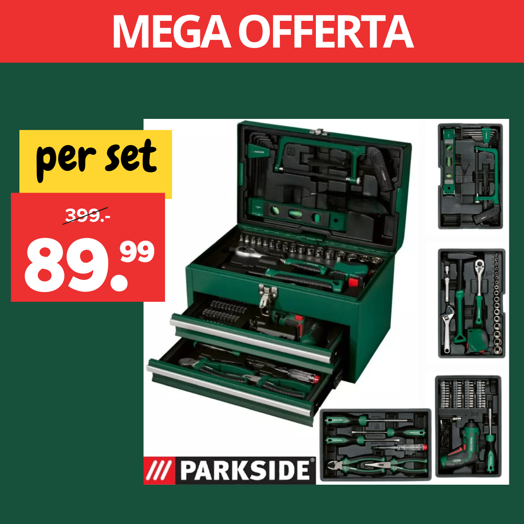 Set di Attrezzi Parkside 86 Pezzi con Avvitatore Elettrico