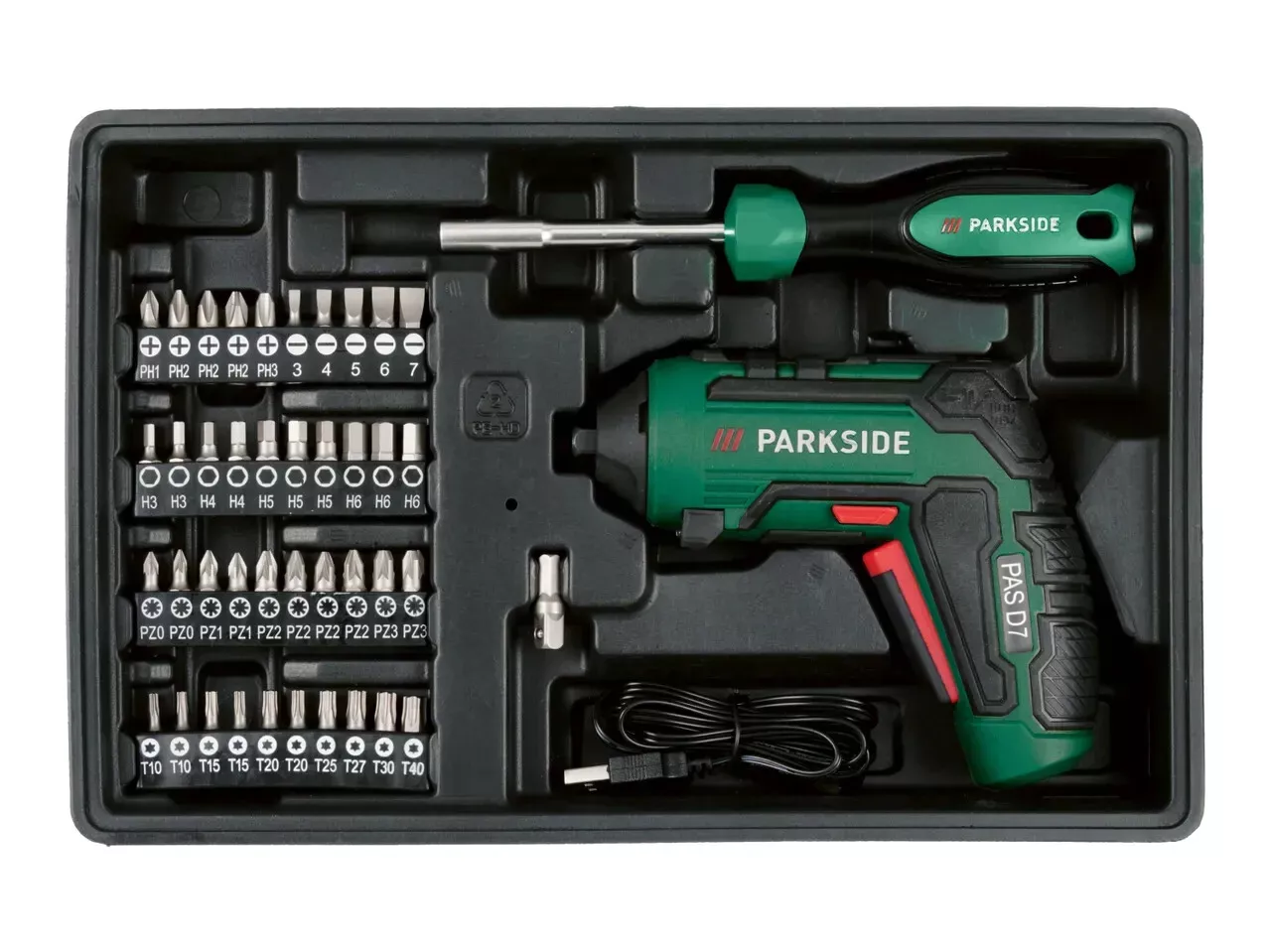 Set di Attrezzi Parkside 86 Pezzi con Avvitatore Elettrico